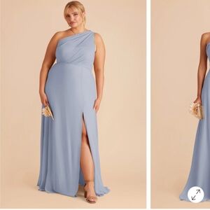 Birdy Grey One Shoulder Dress in Light Blue